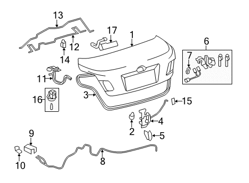 2007 Toyota Camry Trunk Lid Cylinder & Keys Diagram for 69055-06060