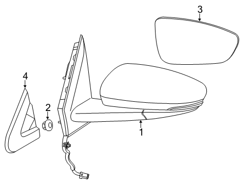 2015 Chrysler 200 Outside Mirrors Mirror-Outside Rearview Diagram for 5SE31TZZAE