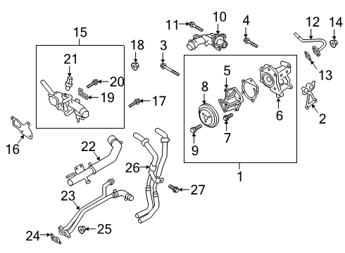 2020 Genesis G70 Powertrain Control Pulley-Water Pump Diagram for 25129-2GTA0