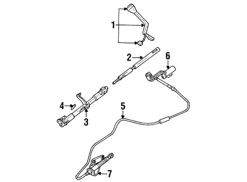 1990 Lincoln Town Car Transmission Shift Lever Cable Diagram for FOVY-7E395-B
