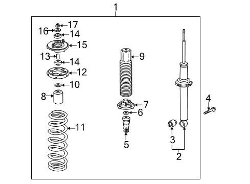 2002 Acura CL Struts & Components - Rear Shock Absorber Assembly, Rear Diagram for 52610-S3M-A01