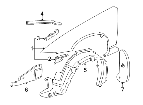 2001 Buick Regal Fender & Components Splash Shield Diagram for 10430448