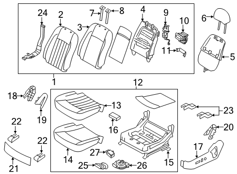 2015 Kia K900 Power Seats Cover-Front Seat Mounting Front Diagram for 881413T600WK