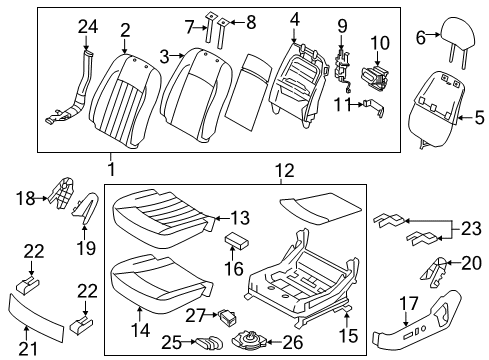 2015 Kia K900 Power Seats Switch Assembly-Power Seat RH Diagram for 889913T030