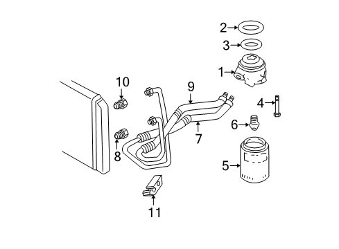 1997 Chevrolet S10 Oil Cooler Adapter Bolt Diagram for 11609793