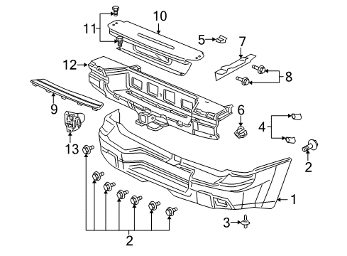 2005 GMC Envoy Rear Bumper Center Bracket Bolt Diagram for 11519806