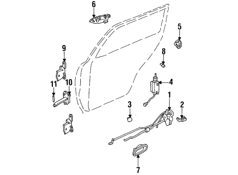 1995 Kia Sephia Rear Door - Lock & Hardware Lock Assembly-Rear, Door, Rh Diagram for 0K20172310C