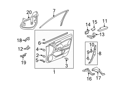 2010 Acura TSX Interior Trim - Front Door Armrest, Left Front Door (Gray) Diagram for 83552-TL0-G21ZA