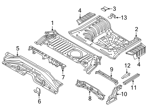 2019 Nissan Versa Rear Body - Floor & Rails Floor-Rear, Rear Diagram for G4514-3ANMA