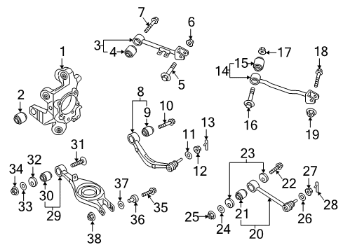 2015 Kia K900 Rear Suspension Components, Lower Control Arm, Upper Control Arm, Stabilizer Bar Arm Complete-Rear Lower Diagram for 552203T550