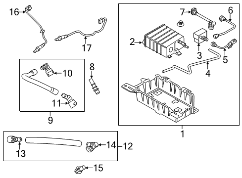 2015 Ford Mustang Emission Components Vapor Canister Diagram for JR3Z-9D653-C