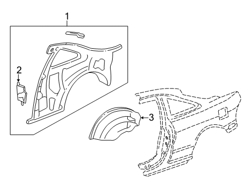 2000 Acura Integra Inner Structure - Quarter Panel Wheelhouse, Right Rear Diagram for 64330-ST7-310ZZ