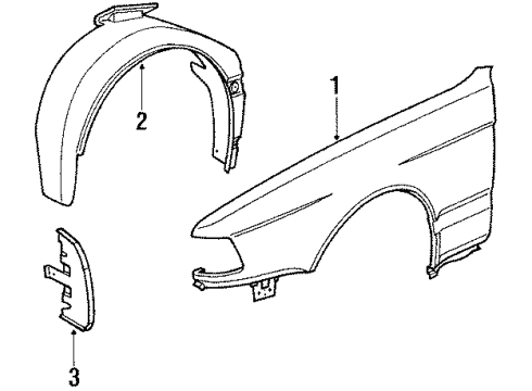 1992 BMW 735iL Fender & Components Moulding Fender Front Left Diagram for 51131908681