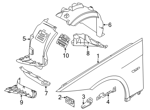 2013 BMW 328i xDrive Fender & Components Cover, Wheel Housing, Bottom Left Diagram for 51717162831