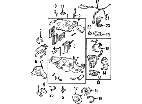 1993 Lincoln Mark VIII Air Conditioner Housing Assembly Diagram for F3SZ19850B