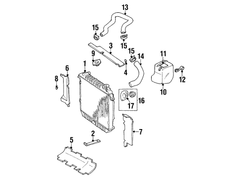 1997 Jeep Cherokee Radiator & Components Engine Cooling Radiator Diagram for 52029047AC