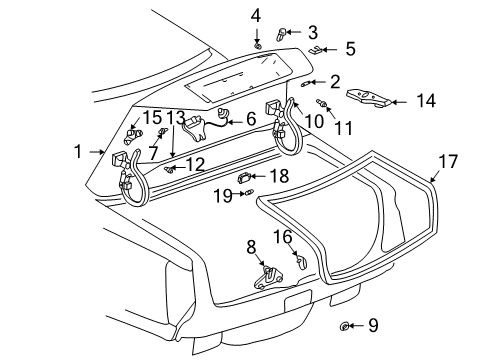 2000 Cadillac DeVille Trunk Lid Lock Bolt Diagram for 11517484