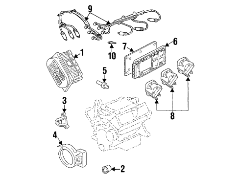 2001 Pontiac Grand Prix Ignition System Wire Kit, Spark Plug Diagram for 12192443