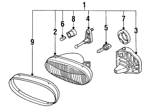 1991 Nissan NX Headlamps Headlamp Assembly-Passenger Side Diagram for B6010-66Y00