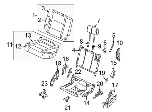 Diagram for 2009 Nissan Titan Rear Seat Components 