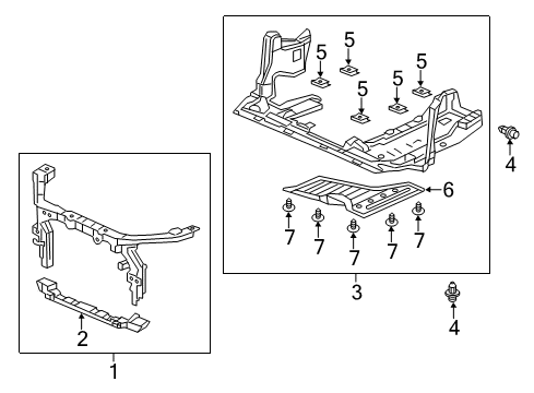 2016 Acura RLX Radiator Support Crossmember Set, Front Bulkhead (Lower) Diagram for 04603-TY3-A00ZZ