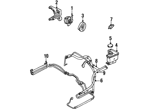 2000 Mercury Cougar P/S Pump & Hoses, Steering Gear & Linkage Power Steering Pump Diagram for XS8Z-3A674-ABRM