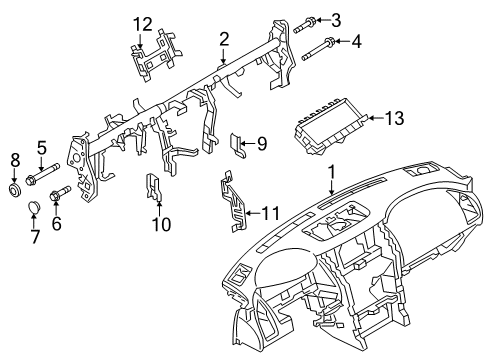 2018 Nissan Armada Cluster & Switches, Instrument Panel Bracket-Radio Mounting, RH Diagram for 28038-3ZD0A