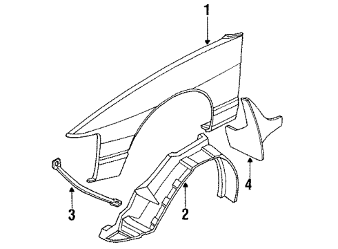 1994 Nissan 240SX Fender & Components, Exterior Trim Protector-Front Fender, L Diagram for 63843-59F00