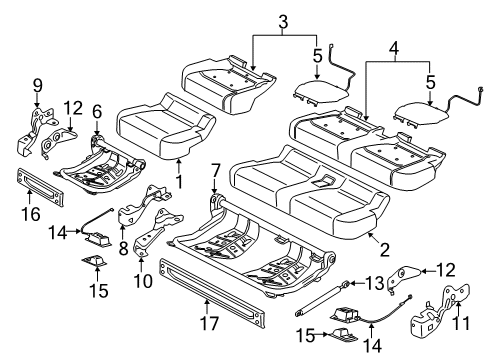 2017 Ford F-250 Super Duty Rear Seat Components Seat Cushion Pad Diagram for FL3Z-16632A22-J