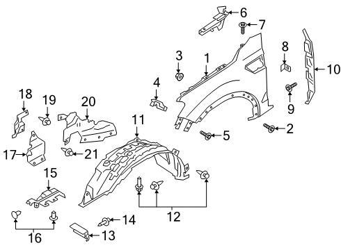 2019 Ford Ranger Fender & Components Fender Liner Diagram for KB3Z-16103-F