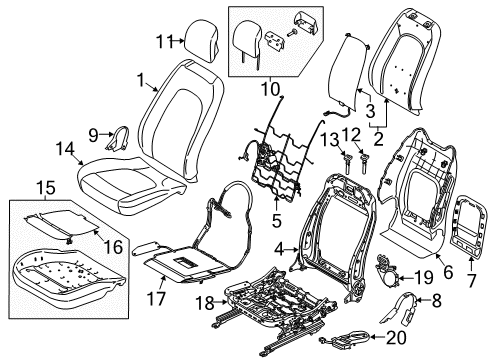 2019 Lincoln MKZ Front Seat Components Seat Cushion Pad Diagram for DP5Z-54632A22-H