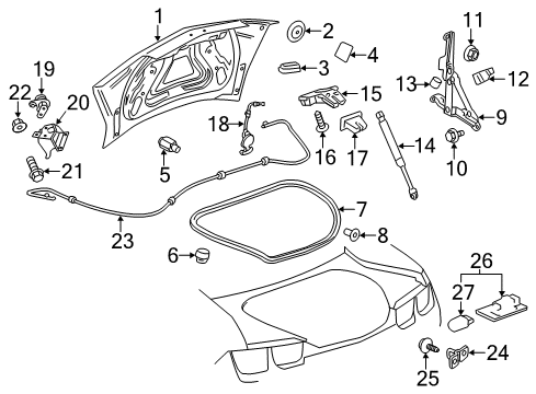 2011 Chevrolet Camaro Trunk Lid Weatherstrip Asm-Rear Compartment Lid Diagram for 22923285