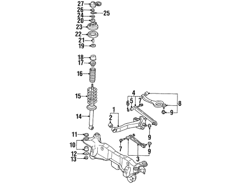 1993 Dodge Stealth Rear Suspension Components, Lower Control Arm, Upper Control Arm, Ride Control, Stabilizer Bar Lower Control Arm Diagram for MR535504