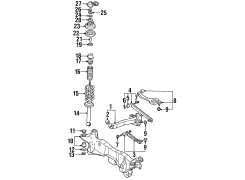 1993 Dodge Stealth Rear Suspension Components, Lower Control Arm, Upper Control Arm, Ride Control, Stabilizer Bar Lower Control Arm Diagram for MR535505