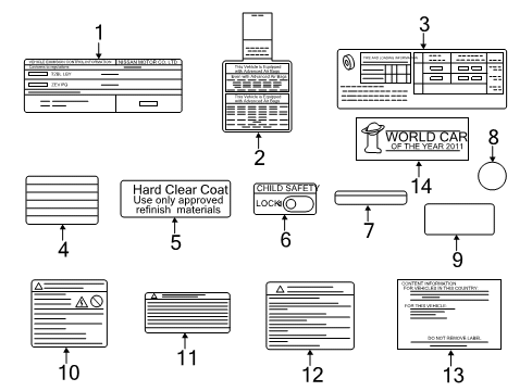 2012 Nissan Leaf Information Labels Label Air Con Diagram for 27090-C945E