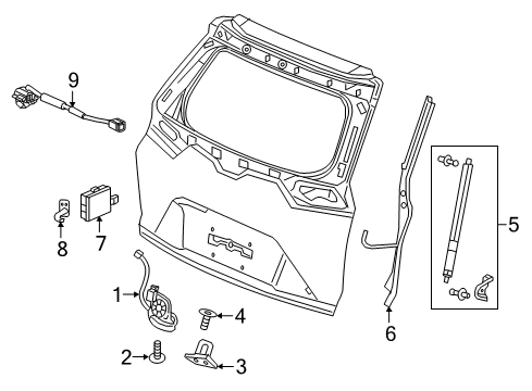 2018 Honda CR-V Lift Gate Spring Set, Power Tailgate Diagram for 74981-TLA-305