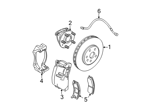 2005 Cadillac CTS Front Brakes Caliper Diagram for 89047727