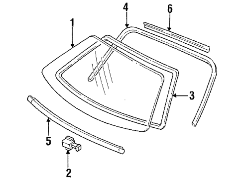 1994 Ford Aspire Windshield Glass Weatherstrip Diagram for F4BZ6103110A