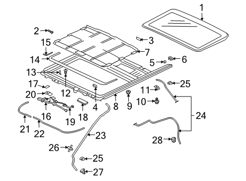 2010 Mitsubishi Endeavor Sunroof GROMMET-Roof Lid Diagram for MB642445