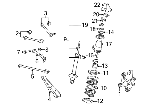 2008 Lexus GS350 Rear Suspension Components, Lower Control Arm, Upper Control Arm, Ride Control, Stabilizer Bar Rear Spring Bumper, No.1 Diagram for 48341-30140