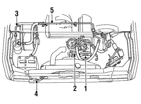 1990 Ford E-150 Econoline Club Wagon A/C Condenser, Compressor & Lines Hose Diagram for FOUZ19D850C