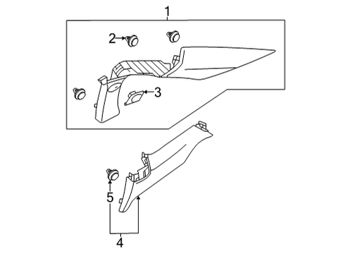2022 Acura TLX Interior Trim - Quarter Panels Cap, Passenger Side (Deep Black) Diagram for 84133-TGV-A01ZB