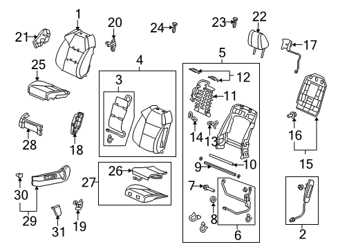 2011 Acura MDX Driver Seat Components Pad Complete L, Front Cushion Diagram for 81537-STX-L42