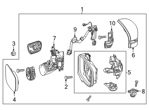 2018 Honda Odyssey Outside Mirrors Mirror Assembly (Copperhead Red Pearl) Diagram for 76200-THR-A32ZA