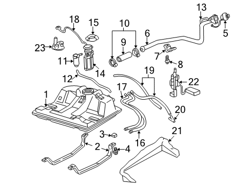 2001 Chevrolet Impala Fuel System Components Strap Nut Diagram for 10137397