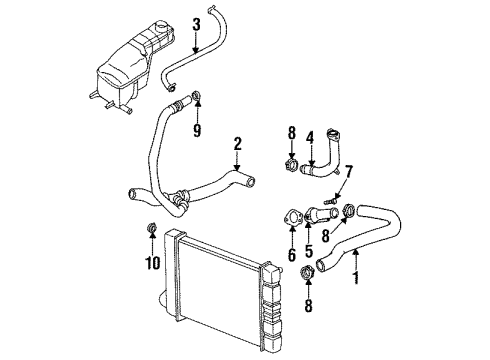 1992 Pontiac Grand Am Radiator Hoses Radiator Coolant Outlet Pipe Assembly Diagram for 24570500