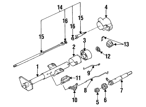 1991 Buick Roadmaster Steering Column, Steering Wheel Lever Asm-Automatic Transmission Control Diagram for 10208408