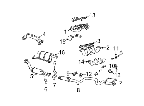 2002 Buick Regal Exhaust Manifold Exhaust Muffler Assembly (W/ Exhaust Pipe & Tail Pipe) Diagram for 10300205