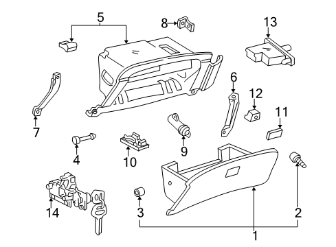 2000 Lexus RX300 Glove Box Panel, Instrument Panel Finish, Lower NO.2 Diagram for 55433-48030-B0