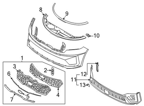 2021 Kia Sorento Grille & Components Piece-FRT Bumper GUA Diagram for 86597P2000